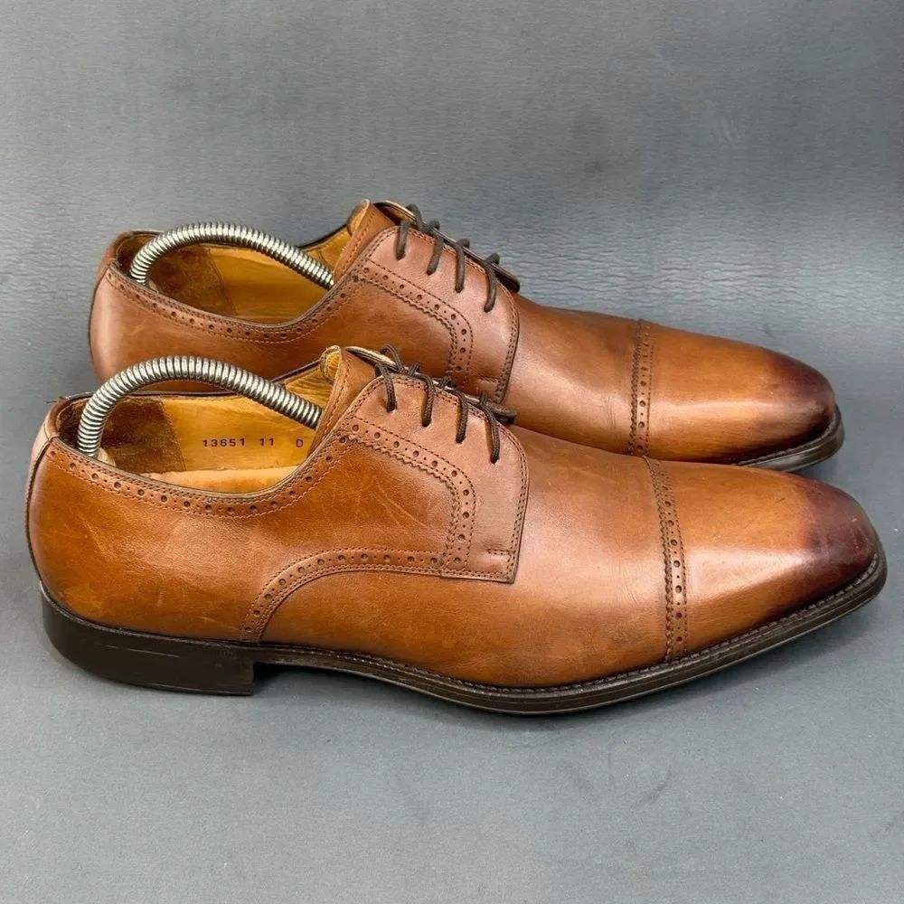 Magnanni Federico Brown Leather Cap Toe Calfskin oxfords mens size 11